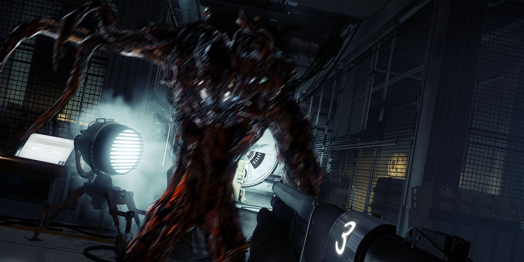 Aiming the shotgun at Typhon in Prey (Steam).